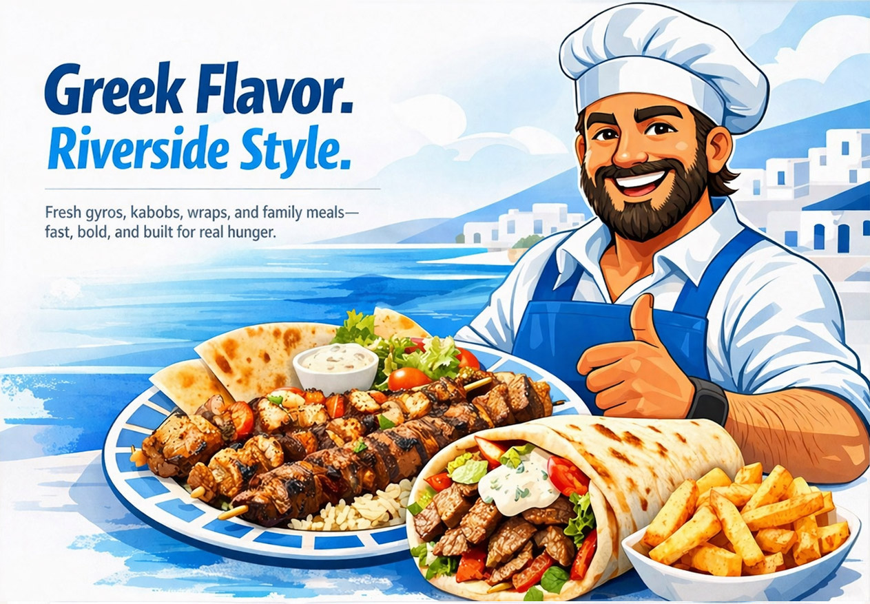 Greek Flavor Riverside Style hero artwork
